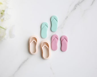 Sandal Flip Flop Clay Cutter (2 Piece) | Ocean Clay Cutter | Summer Clay Cutter | Beach Clay Earring Cutter | Embossing Polymer Clay Tool