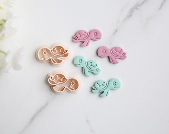 Sea Turtle Clay Cutter (2 Piece) | Ocean Clay Cutter | Summer Clay Cutter | Beach Clay Earring Cutter | Embossing Polymer Clay Tool