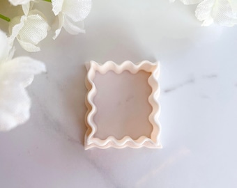 | de coupe d’argile en forme de timbre ondulé Élégant | rectangle Shape Cutter Coupe-pâte d’argile festonnée | Wavy Clay Earring Cutter | Cutter organique