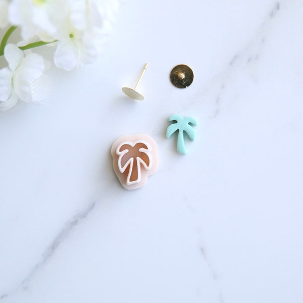 Palm Tree Mini Clay Cutter (Stud Size) | Summer Clay Cutter | Beach Clay Earring Cutter | Embossing Polymer Clay Tool
