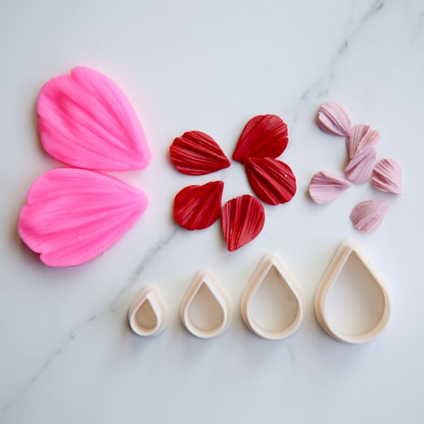 Flower Petal Press Silicone Molds | Rose Petal Clay Cutters | Polymer Clay Moulds | Floral Petal Clay Tools | Earring Fondant Micro Petals