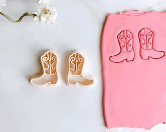 Cowboy Boot Clay Cutter (Embossing Two Piece Set) | Cowgirl Boot Clay Cutter | Western Boot Clay Cutter | Polymer Clay Earring Cutter