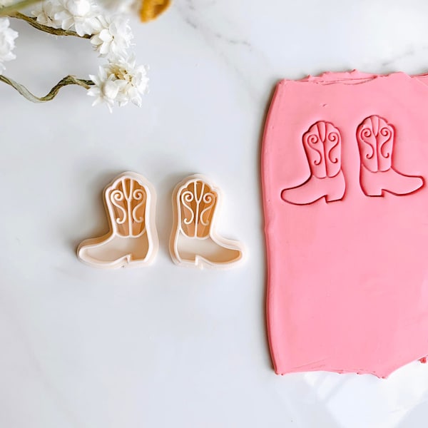 Cowboy Boot Clay Cutter (Embossing Two Piece Set) | Cowgirl Boot Clay Cutter | Western Boot Clay Cutter | Polymer Clay Earring Cutter