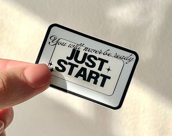 Just Start Sticker: Trendy Blue Graphic Design, Laptop Decal