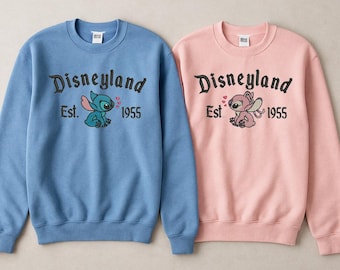 Sudadera bordada de Lilo y Stitch Disneyland, Noche de enamorados Disney, Sudadera a juego de Disneyland para parejas