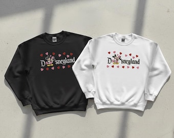 Sudadera Disneyland a juego para parejas: Mickey y Minnie bordados "Noche de corazones"