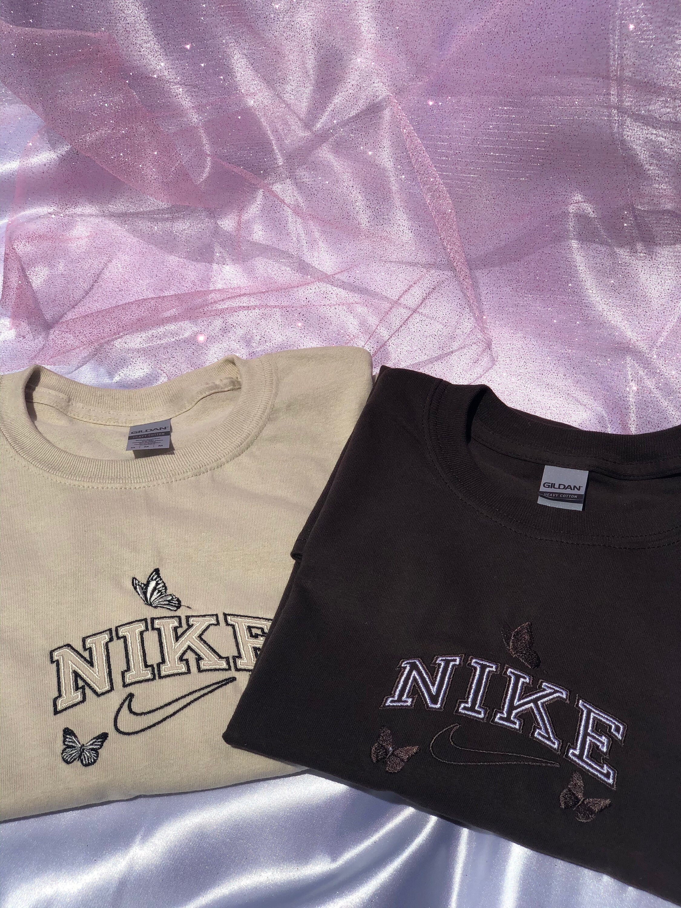 Nike Butterfly T-Shirt Nike embroidered crewneck T-Shirt | Etsy