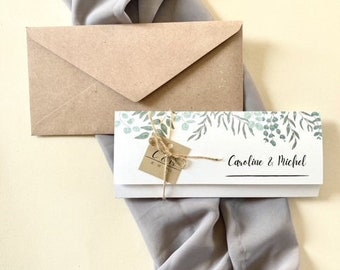 faire part de mariage champêtre chic nature eucalyptus