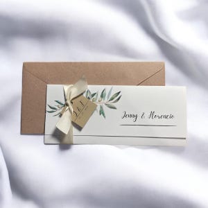 Faire part mariage naturel, feuille olivier, design chic