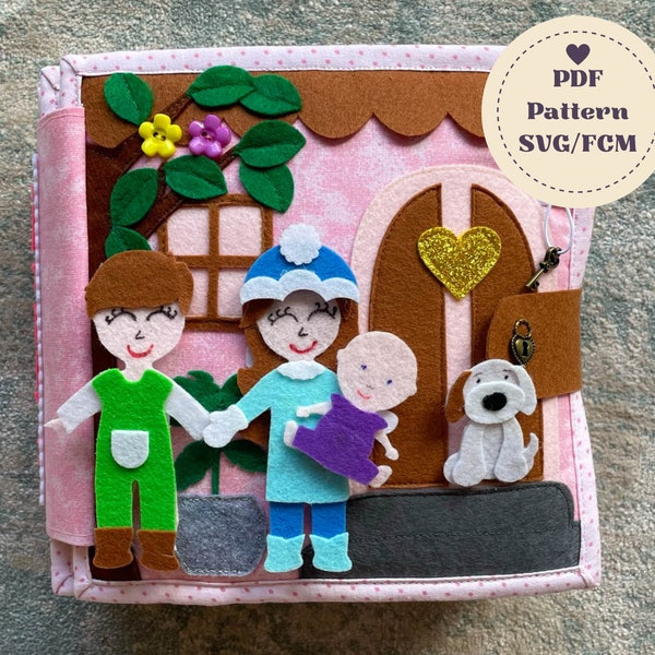 Dollhouse Quiet Book Pattern - Busy book sewing ideas for girl 2, 3, 4 year old, SVG/PDF/FCM