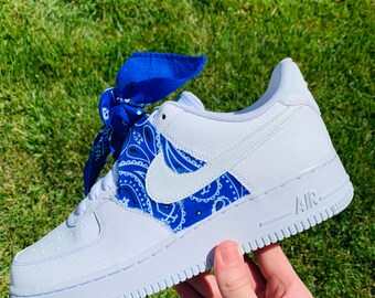 air force 1 blue bandana shoes