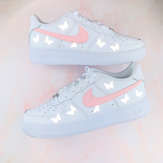 Reflective Two Tone Pink Butterfly Nike Air Force 1 