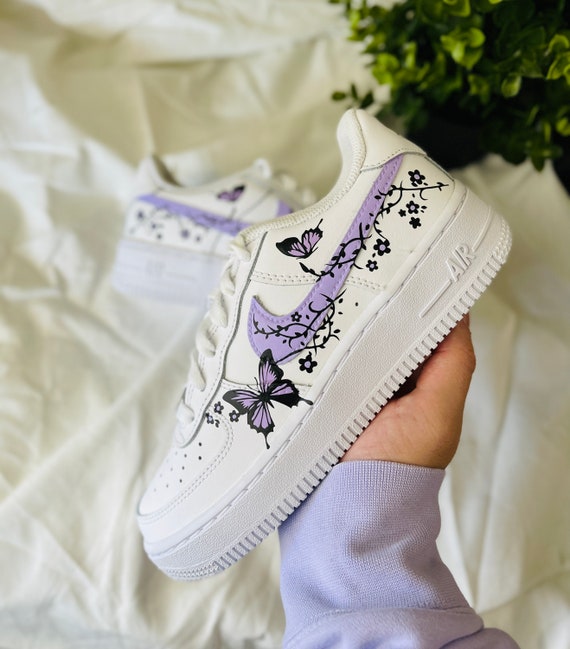 custom air force 1 purple butterfly