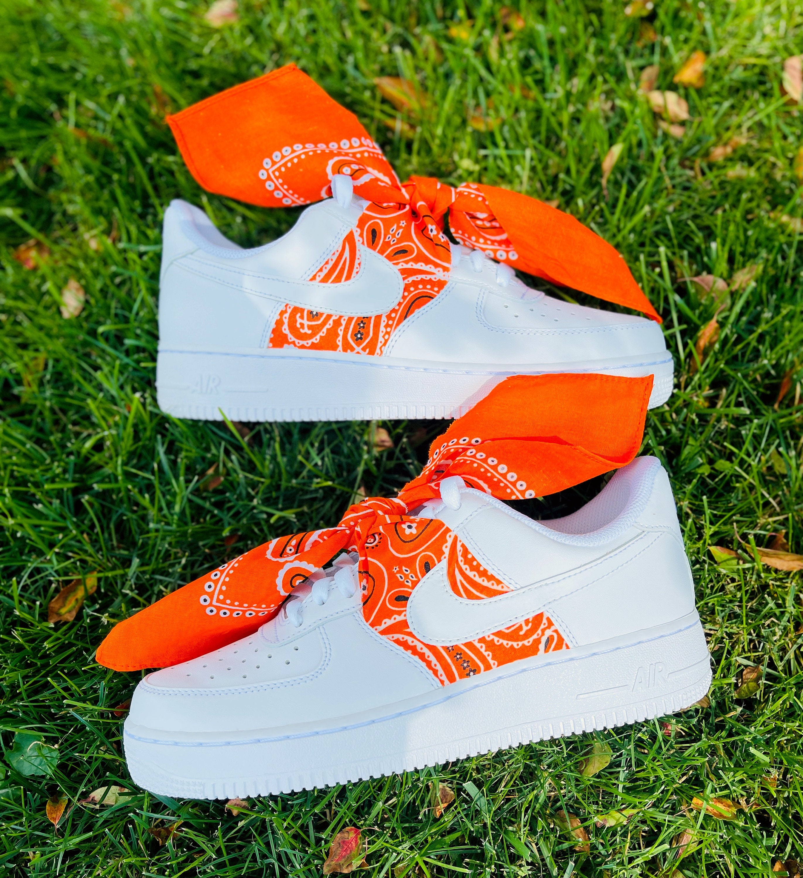 Nike Air Force 1 White Custom 'Orange Bandana' Edition