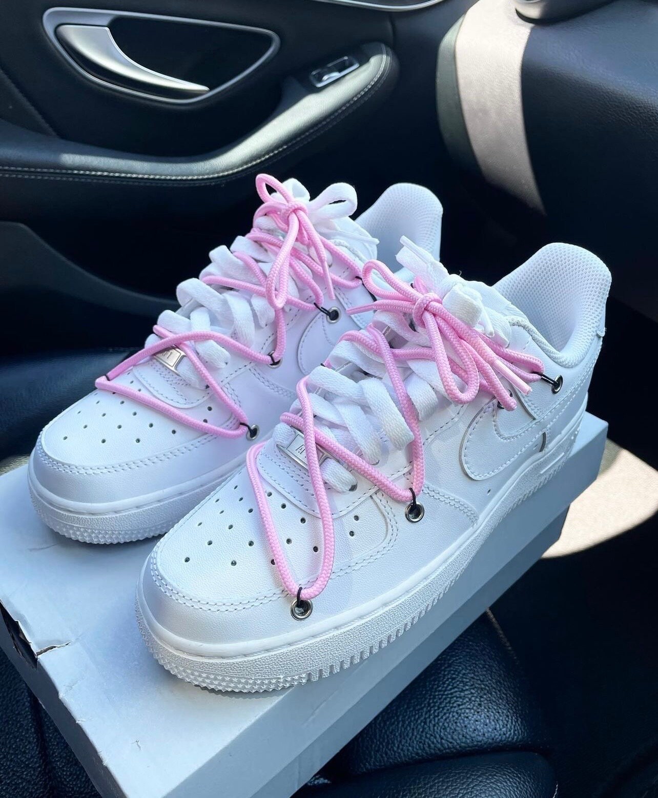 junior pink and white air force