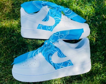 nike air force 1 custom blue bandana