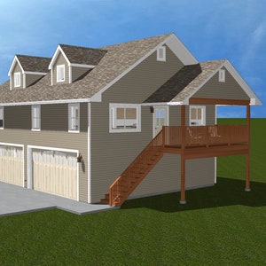 1,200 Square Foot over 4 Car Garage Plans - CAD DWG INCLUDED