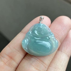 Jade pendant 18K solid gold Beautiful blue Jade set in 18K white solid gold.