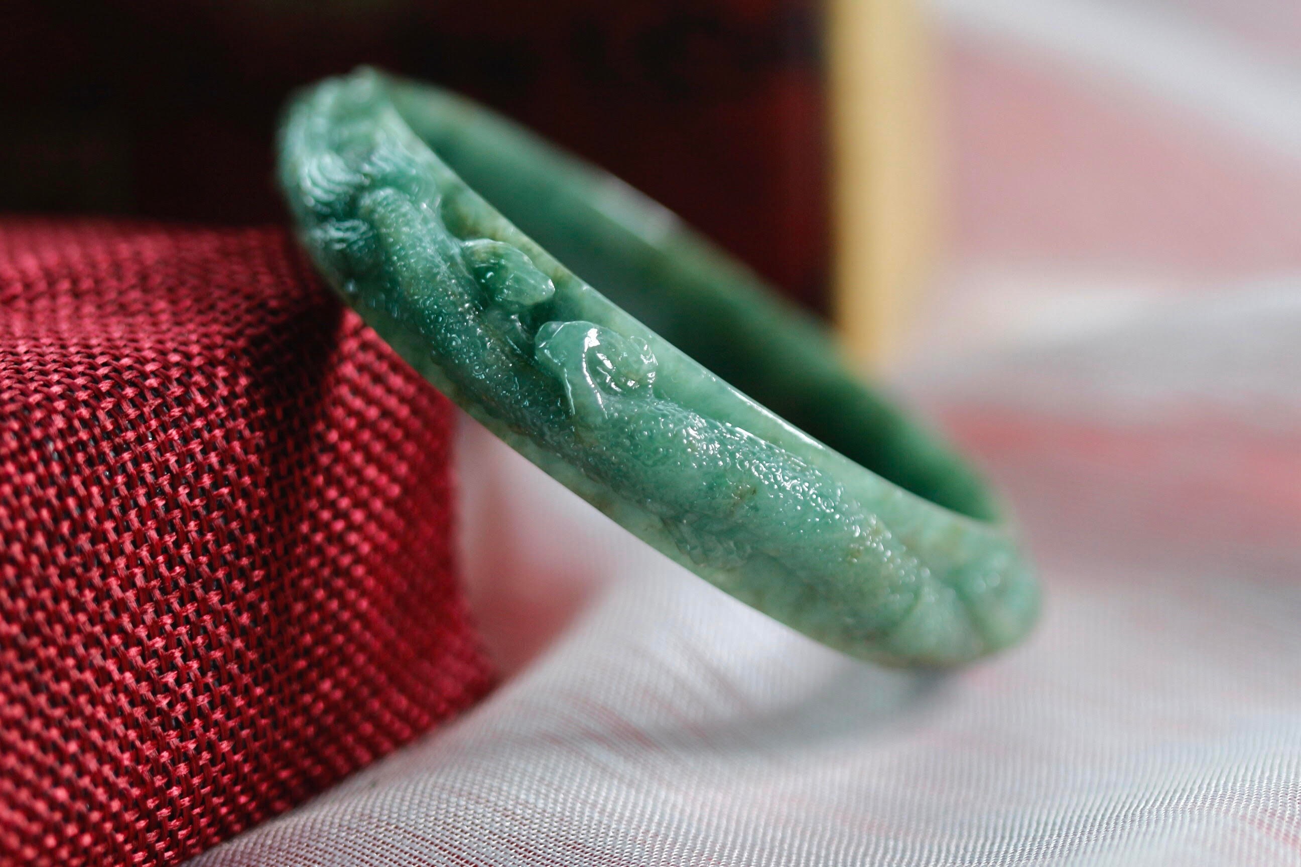 Certified carved dragon jade bangle natural type a JLB003 Etsy