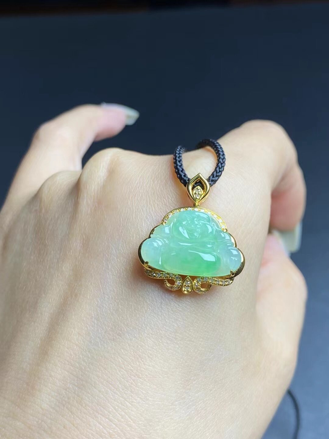 Jade Buddha Pendant Natural Jadeite Buddhist Charm Icy Jade Apple Green ...