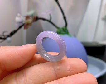 Natürlicher Lavendel Jadeit Ring • Eisig durchscheinend • Unbehandelte Jade Klasse A • Minimales Alltagsband