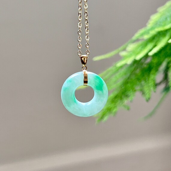 Ciondolo A Ciambella Fei Cui In Giada Giadeite Naturale Di Grado A - Foto 3