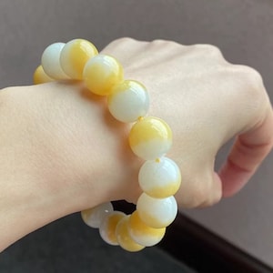 Honig Jade Natürliche Perlen Armband Mit Weißen Jade Perlen Zertifiziert