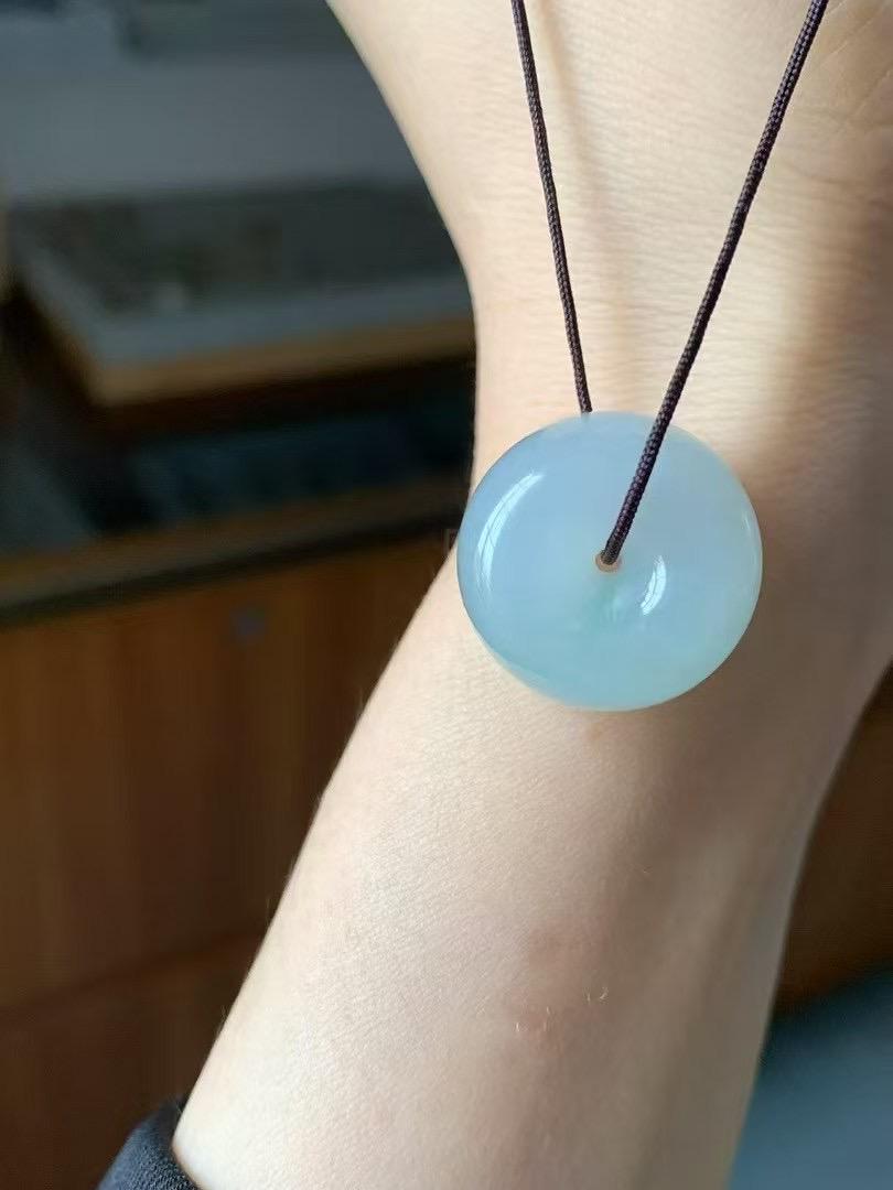 Ciondolo A Ciambella Fei Cui In Giada Giadeite Naturale Di Grado A - Foto 8