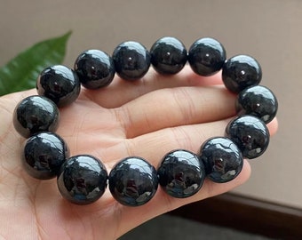 Black jade bead bracelet natural jadeite beaded bracelet with certificate