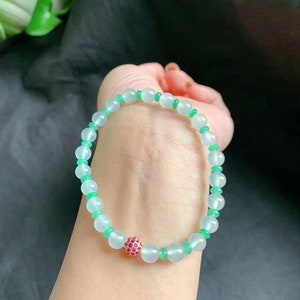 Icy Jade | Apple Green Jadeite | Jade Beaded Bracelet | Jadeite Bead Bracelet | Gemstone | Healing Bracelet | Lucky Bracelet | Certified