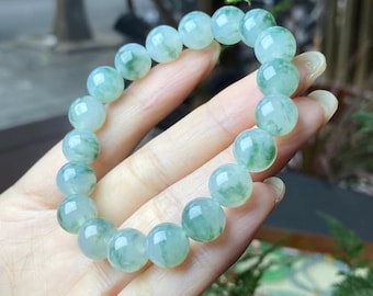 Armband med naturlig grön jadeitpärla – Jade av typ A, tur och överflöd