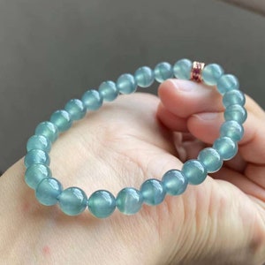 Jade bracelet / blue / jadeite bead bracelet / type A jade / bead size 7 mm. /natural / certified