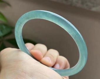 56.6mm 認定A級 100%天然グリーンジェダイト翡翠バングル W94-2833