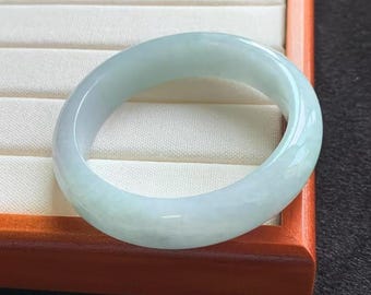 57.5mm Faint Green Jade Bangle | White Jadeite Bracelet | Natural Jade Ring | Type A Jade | Grade A Jadeite | Gemstone Bangle | Certified
