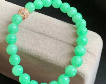 Apple Green Jade Bracelet | Jadeite Beaded Bracelet | Jade Bead Bracelet | Green Jadeite | Natural Type A Jadeite | Certified Grade A Jade