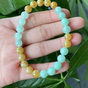 Grünes Jade Armband | Gelbes Jade Armband | Natürliche Typ A Jade Perlenarmband | Klasse A zertifizierter Jadeit | Edelstein Armband