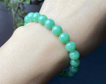 Apple green jade bead bracelet natural jadeite beaded bracelet type a jade grade a jadeite gemstone bracelet with certificate