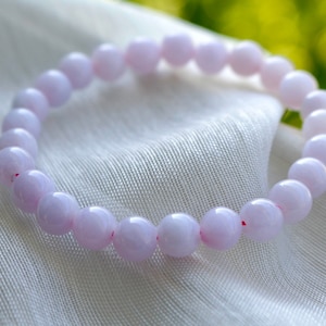 Jade Armband / Lavendel / Jadeit Perlenarmband / Typ A Jade / Perlengröße 7,6 mm /natur / zertifiziert