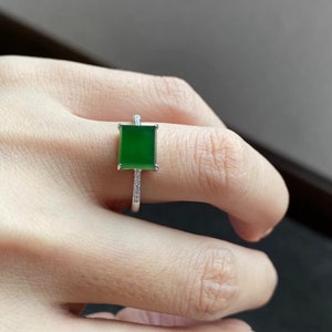 Imperial Green Jade Ring | Green Jadeite Band | Natural Jade Ring | Grade A Jadeite | Gemstone Ring | 18K White Gold | Certified