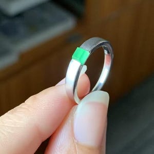 Jade wedding ring natural icy jadeite brushed wedding band 18k white gold type a jadeite jade with certificate