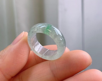 Natürlicher Jadeit Ring • Eisiges blassgrün • Unbehandelte Jade Klasse A • Jadeit Band Typ A