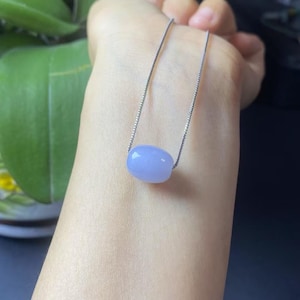 Colgante de jade lavanda / Dije de jade púrpura en forma de barril / Cuenta de jade cabujón natural tipo A / Colgante de jade en forma de donut de grado A