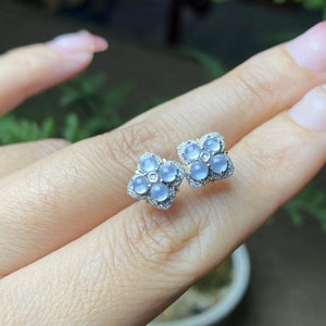 Nature Inspired Jade Earrings - Natural Jade Studs 18K White Gold with Natural Diamonds