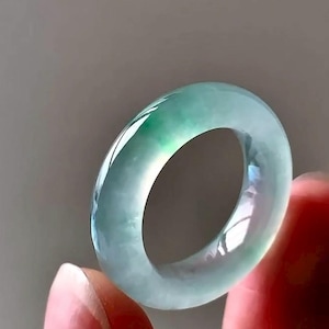 Icy White Jadeite Ring | Natural Type A Jade Band, US 6.5