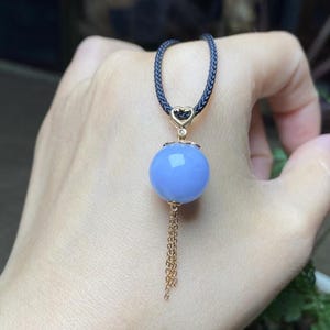 Jade Bead Pendant - Lavender Jade Pendant - Purple Jadeite Charm - Lavender Jadeite Necklace - Natural Grade A Jade - 18K Solid Yellow Gold