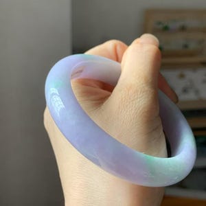 59mm Lavender Jade Bangle | Purple Jadeite | Green Jade Bangle | White Jadeite Bracelet | Natural Type A Jade | Grade A Jadeite | Gemstone