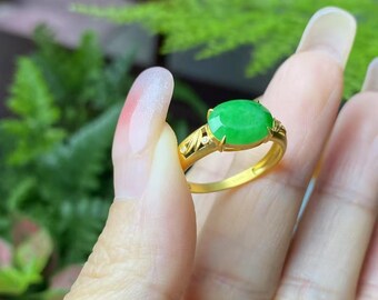 アップルグリーン翡翠リング | 天然希少ビビッドグリーン翡翠リング