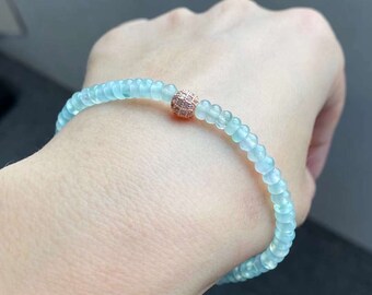 Isgrönt Jadeitpärlarmband, Naturlig Jade Typ A (4,3 mm)