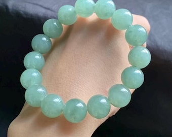 Light Apple Green Jade Bead Bracelet | Natural Green Jadeite Beaded Bracelet | Healing Gemstone | Type A Jade | Grade A Jadeite