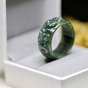 Jade ring | jade band size 9 | green jadeite | type a untreated jade ring | natural jadeite band | grade a jade certified | 翡翠戒指